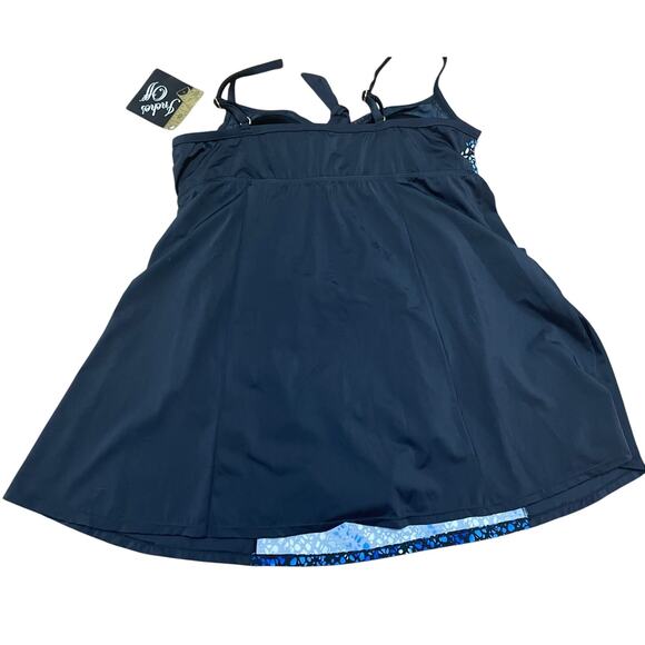 Inches‎ Off Women's 20 Black Blue Color Black Swim Babydoll A Line Dress NWT - Picture 7 of 8